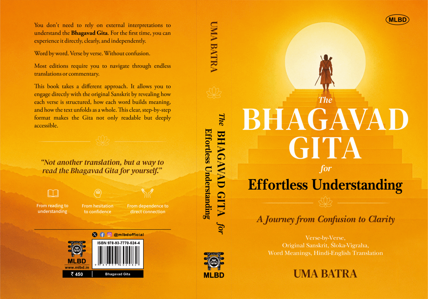 Front and back cover of The Bhagavad Gita for Effortless Understanding by Uma Batra